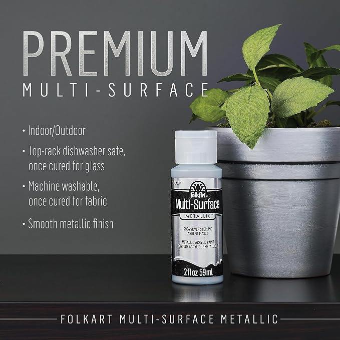 FolkArt Best of Silvers Acrylic Craft Paint Set Featuring 5 Premium Silver Paint Formulas, 96423