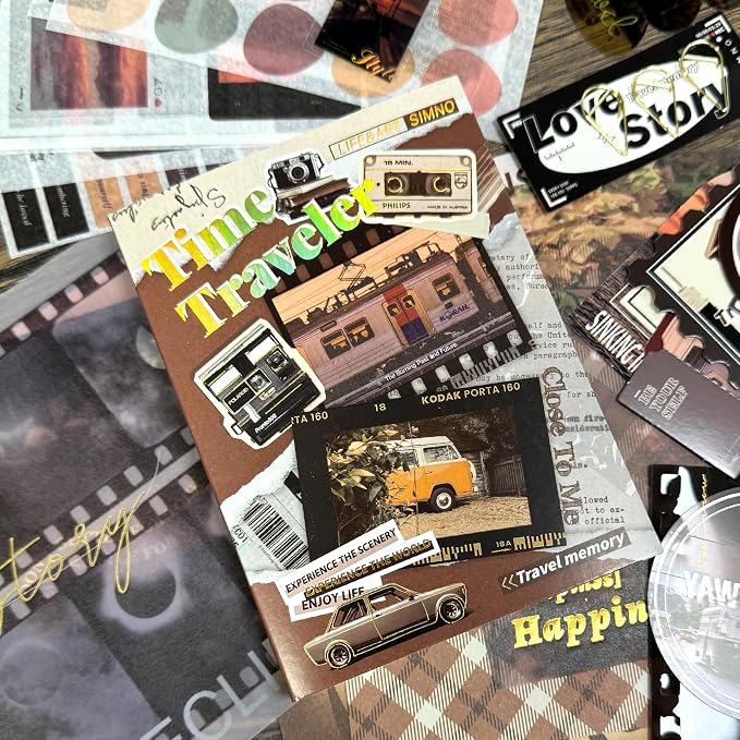Travel Scrapbooking Supplies Kit, A6 Notebook, Vintage Junk Journaling Kit
