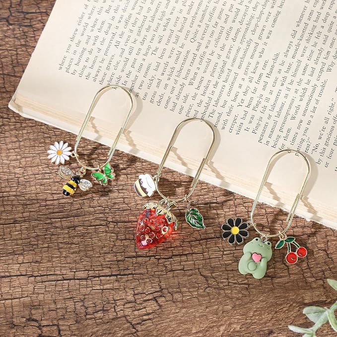 Cute Paperclip Bookmark Gift - 3 PCs Charm Strawberry Book Mark