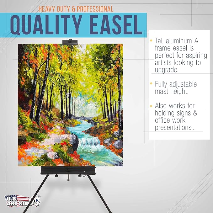 U.S. Art Supply 69" High Aluminum Single Mast Artists Studio Easel Stand