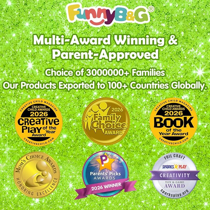 FUNNYB&G Foil Art Craft Kit for Kids, Sparkly Birthday Gift Toy for Kids | No Mess, Kids Ages 4-10 Create Sparkling Artwork, A Creative Gift for Birthdays, Holidays, Travel Activities,Screen-Free Fun