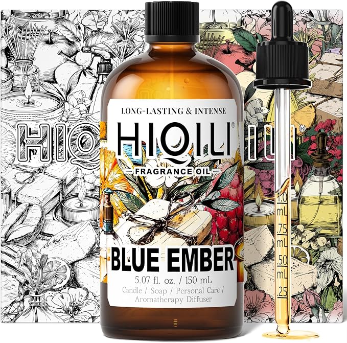 HIQILI Blue Ember Fragrance Oil for DIY Perfume, Body Wash & Candle Making, Long-Lasting Scents for Skin & Hair Care Products, Gifts - 5.07 Fl Oz (Pack of 1)