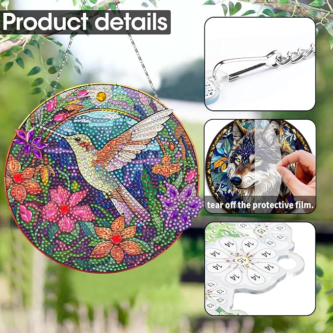 SKRYUIE Bird Hanging Pearl Diamond Art Kits for Adults Suncatcher A53 | Special Shaped Crystal DIY Hanging Diamond Painting Kit, Gift for Mother Spring Summer Window Wreath Decor 7.28 x 7.48 Inch