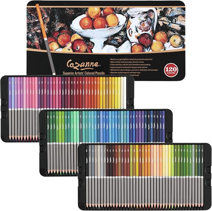 Cezanne Creative Mark Premium Colored Pencils MultiColor Set of 120 - Highly-Pigmented Drawing Pencils - Coloring Pencils for Drawing, Blending, Coloring, and More