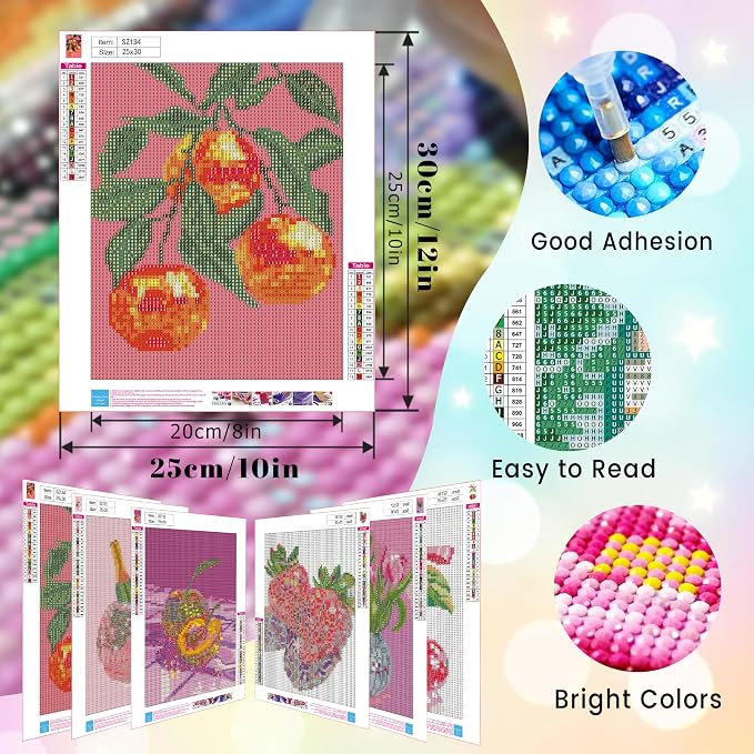 Ycydilirab 6 Pack Diamond Art Kits for Adults,Disco Theme 5D Diamond Painting Kits for Adults Beginner DIY Gem Painting Perfect for Gifts and Home Wall Decor 10x12inch