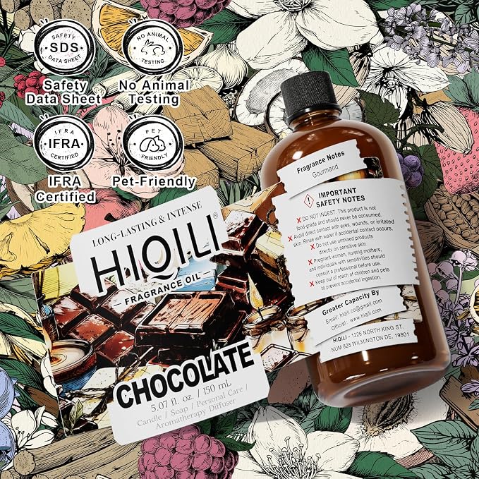 HIQILI Chocolate Fragrance Oil for DIY Candle & Soap Making - 5.07 Fl Oz
