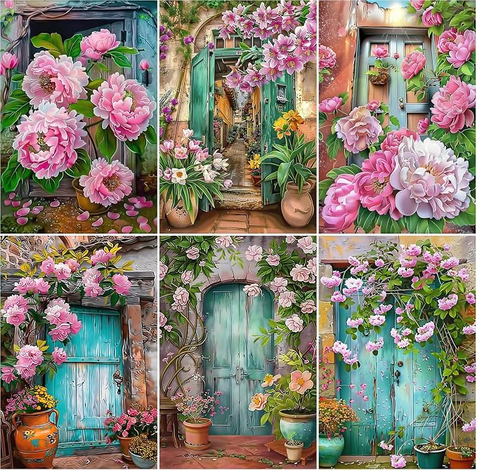 DOTSOPS 6 Pack Flowers Diamond Painting Kits for Adults Art Painting Kits | Crafts DIY 5D Diamond Art Packs Kits Full for Adults,Beginner Home Wall Decoration Gift 11.8 x 15.7 Inches