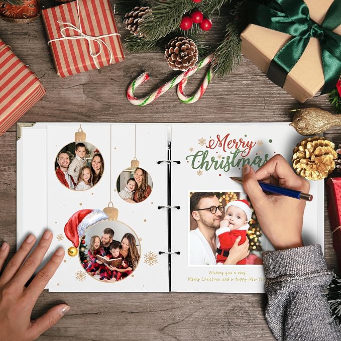 Vienrose DIY Scrapbook Photo Album Kit with Pens Tapes and Stickers 60 Pages Hardcover 8.5x11 Inches 3 Rings Removable Black Paper Scrapbooking Gift for Lover Friends Kids Wedding Valentine's White | 30 Sheets,Hardcover,3-Ring Removable White Paper,Pen...