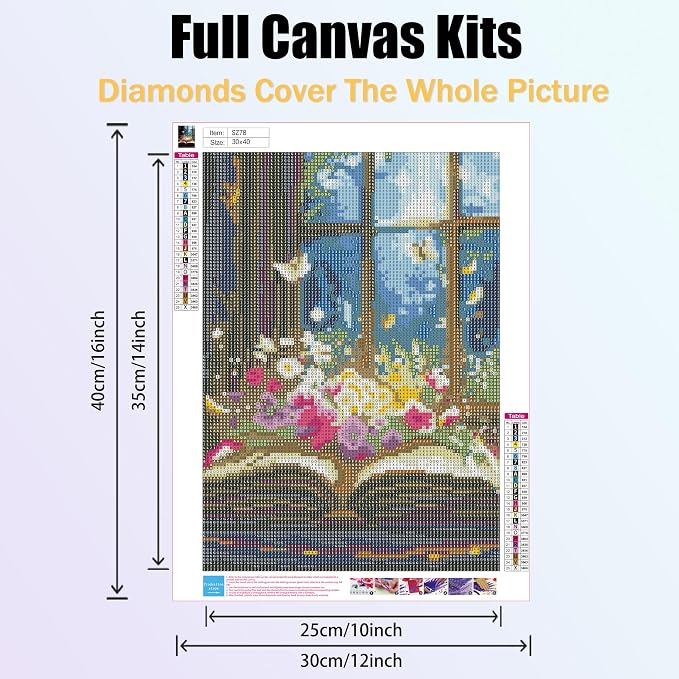 Ycydilirab 5D Diamond Painting for Adults Flowers- Diamond Art Kits for Adults Flowers, Gem Painting Perfect for Relaxation and Home Wall Decor 12x16inch