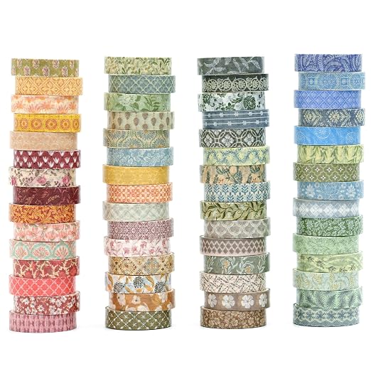 Basic Patterns Washi Tape Set 60 Rolls Geometric Elegance Decorative Skinny Masking Tapes for Arts, DIY Crafts, Journals, Planners, Scrapbook, Wrapping (Bygone Days)