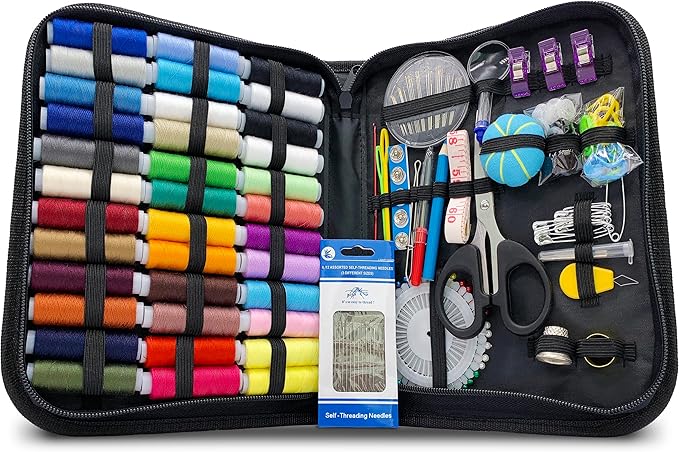 Vellostar Large Sewing Kit for Adults, 150-Piece Set, 36 Colors, 30 Needles | Easy enough to be a first home hand sewing kit, ready to mend a hem, fix a stuffed toy, or replace a button in minutes