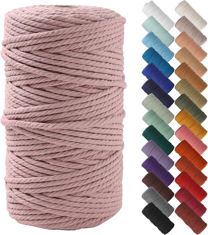 NOANTA Black Macrame Cord 4mm x 109yards, Colored Cotton Rope Macrame Yarn | Macrame Rope Supplies, 3 Strand Twisted Cotton Yarn String, Cotton Cord for Wall Hanging, Plant Hangers, Crafts, Knitting