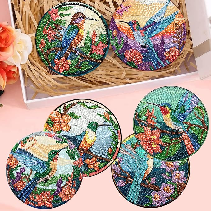 mrpwnle 8 Pack Diamond Art Coasters Kits, Diamond Painting Coasters
