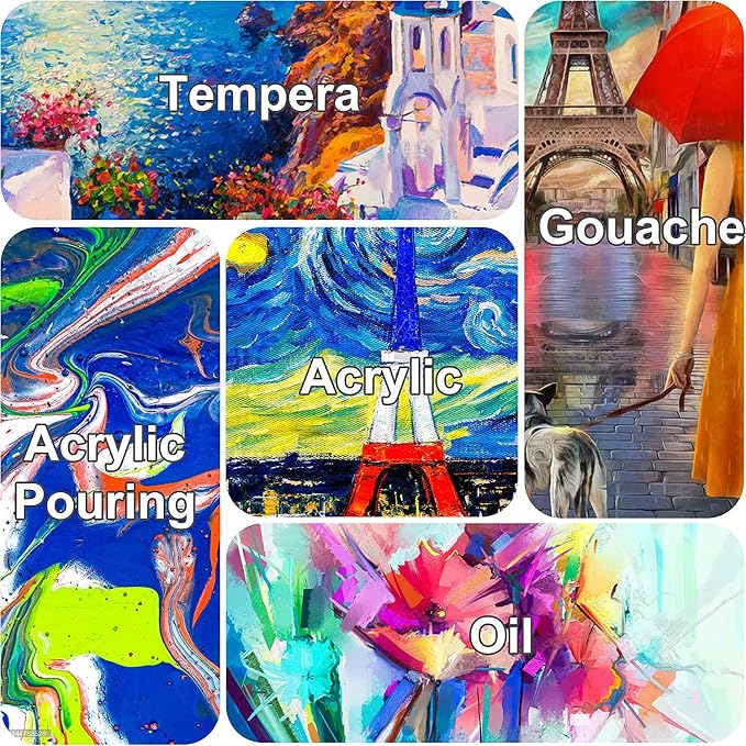 Stretched Canvases for Painting 14x18 Inch 7-Pack, 10 oz Triple Primed Acid-Free 100% Cotton Blank Canvas, Rectangular Canvas for Oil Paint Acrylics Pouring & Wet Art Media