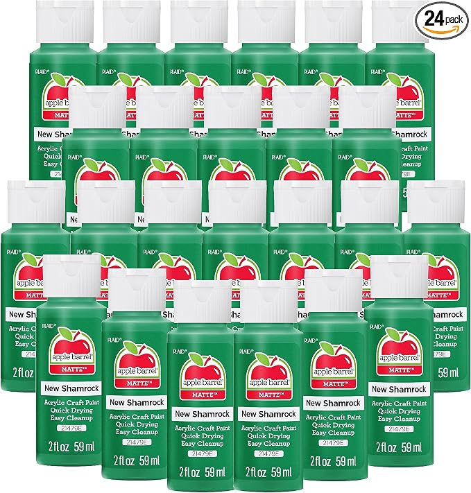 Apple Barrel Acrylic Paint in Assorted Colors (2 oz), 21479EB, New Shamrock (Pack of 24)