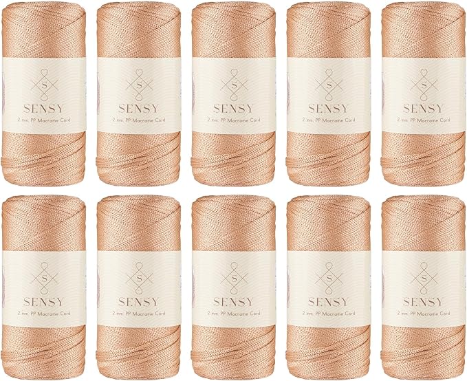 S Sensy 2mm - Premium Polypropylene Macrame Cord, 10 Skein Nude, 252 Yards
