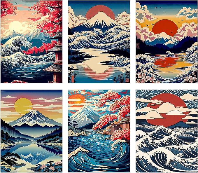 Leatrice 6 Pcs Sunrise Diamond Painting Kits for Adults 5D Diamond Art Kits