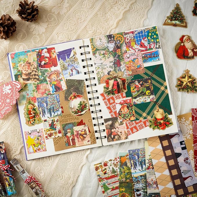 DOLEEYAE 287pcs Vintage Junk Journal Kit, Scrapbook Paper & Stickers