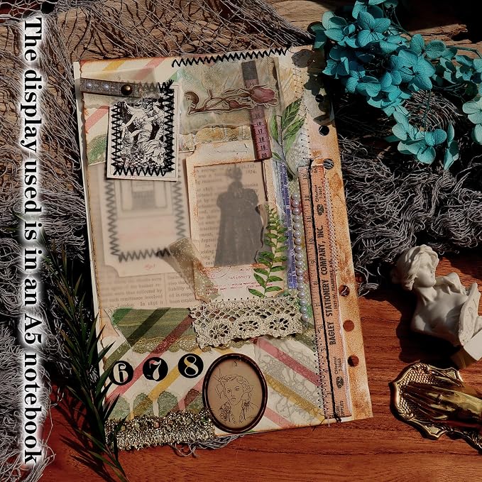 CATaireen Vintage Junk Journal Ephemera Scrapbooking Supplies Translucent Vellum Paper Stickers Card Making Decal Art Aesthetic for Adults (Ephemera Lace -2)