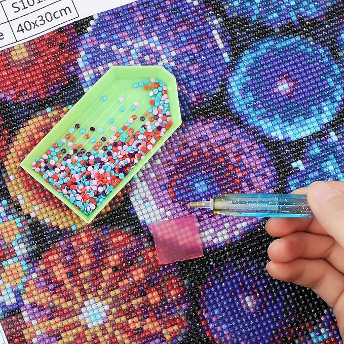 WILLBOND 50 Pieces Diamond Painting Wax Pads with 2 Pieces Diamond Painting Drill Pen for Valentines DIY Art Embroidery Crossing Stitch Tool Supplies