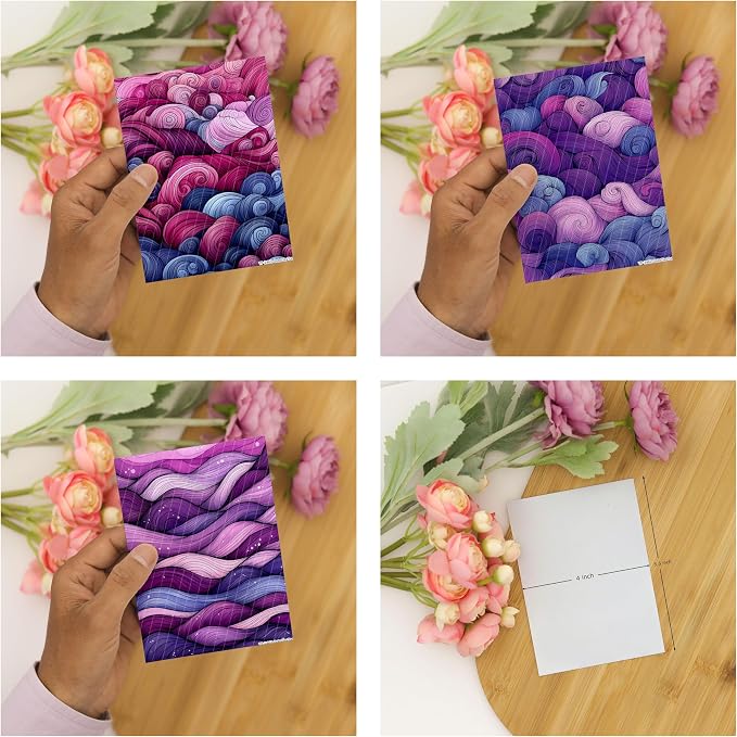 GOTO CLAY TOOLS Zentangle wavesTransfer Paper - 6 Pcs, Transfer Paper for Polymer Clay, Mauve Waves Polymer Clay Transfer Sheet for Jewelry Making ZEN-R1TP3