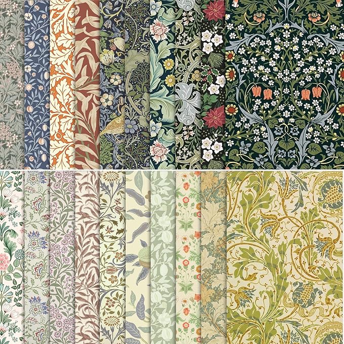 Scrapbook Paper Pack Vintage Floral Decorative Craft Paper for Junk Journal Card Making Collage Decoupage Gift Wrap DIY Album Papers Crafts