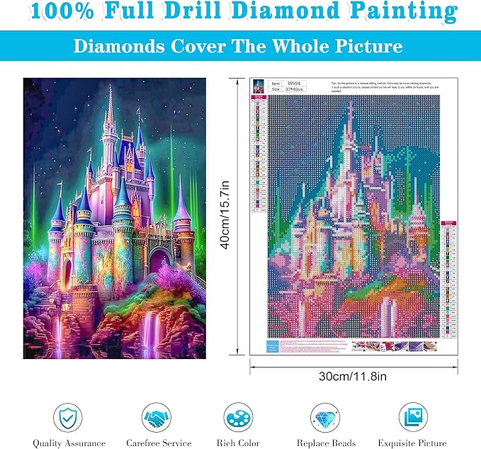 Meothan Diamond Art Kits for Adults Castle Diamond Painting Kit 12x16in | 5D Castle Diamond Art Painting Kit for Adult, DIY Full Round Drill Gem Art Diamond Dots Kits for Home Wall Decor Gift