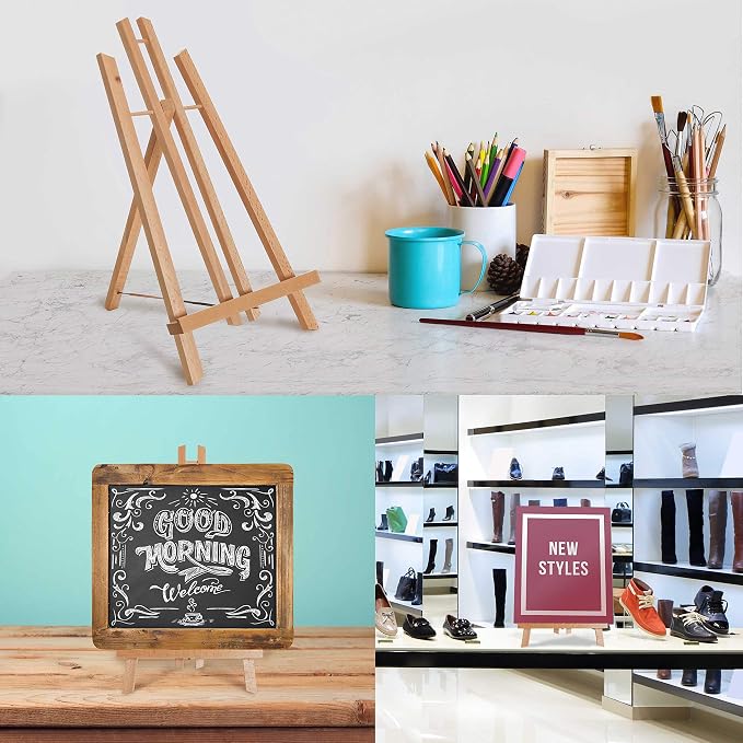 U.S. Art Supply 14" Medium Tabletop Display Easel - Beechwood, Pack of 1 | Artist Wooden A-Frame Display Stand, Easel for Painting, Canvas Stand, Classrooms Events Photo Picture Sign Holder