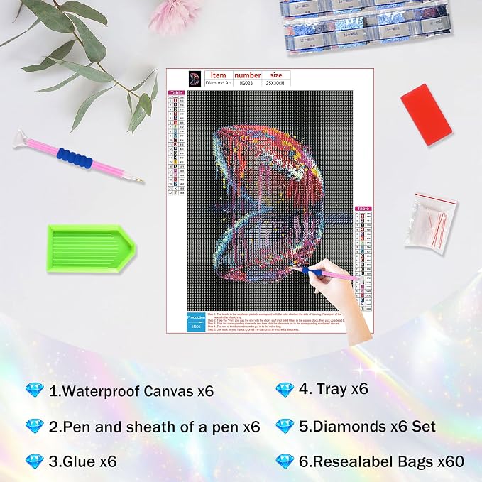 Amaieuin 6 Pack Ball Sports Diamond Art Kits for Adults Beginners 10x12inch