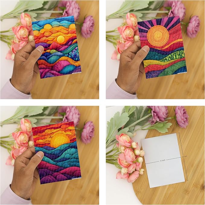 Zentangle Transfer Paper - 6 Pcs, Transfer Paper for Polymer Clay, Colorful Sunset Polymer Clay Transfer Sheet for Jewelry Making ZEN-R1TP1