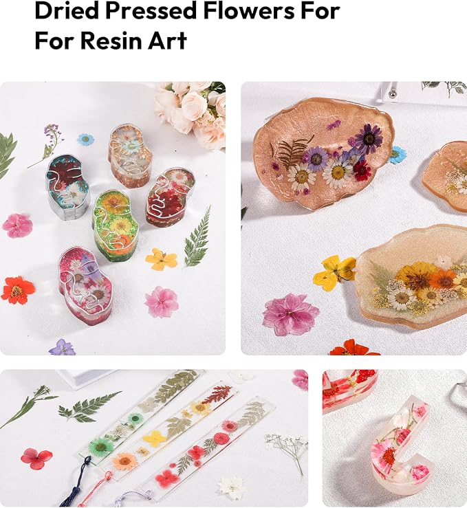 Dried Flowers, Resiners 100Pcs Pressed Flowers for Craft Baby Pink Real Natural Dried Flowers Dry Leaves Kit for DIY Making Crafts Resin Soap Candle Scrapbook Supplies Card Making Jewelry