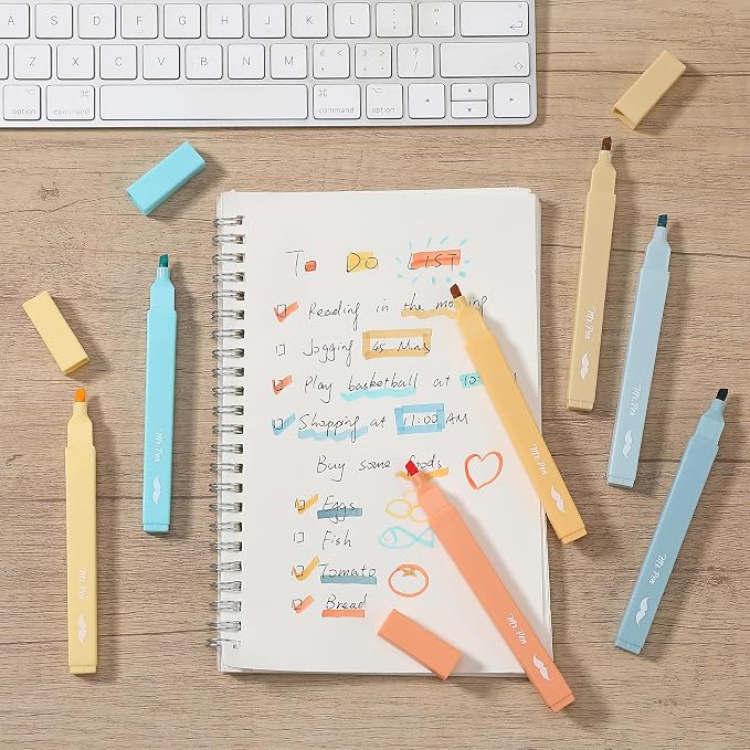 Mr. Pen- Aesthetic Highlighters No Bleed, 8 Pack, Assorted Colors | Chisel Tip, Cute Highlighters Assorted Colors for Journaling, Highlighting, Underlining, Fast Dry, Back to School Supplies