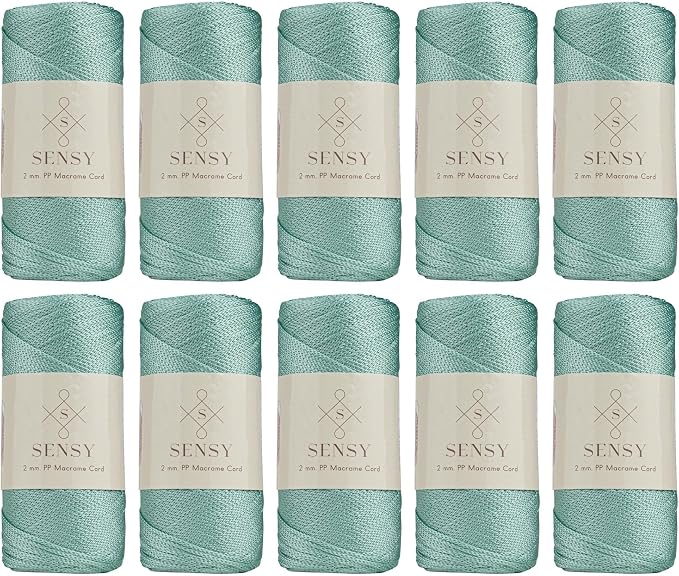 S Sensy 2mm - Premium Polypropylene Macrame Cord, 10 Skein Mint, 252 Yards