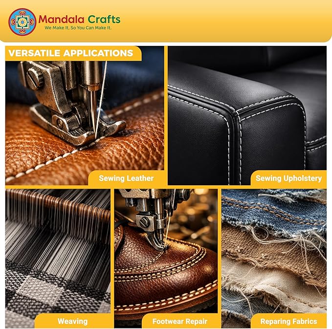 Mandala Crafts Size 69 210D T70 Black Bonded Nylon Thread, 1500 YDs