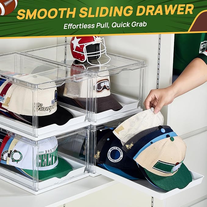 Vtopmart 6 Pack Stackable Baseball Caps Organizer, Each Holds 12 hats