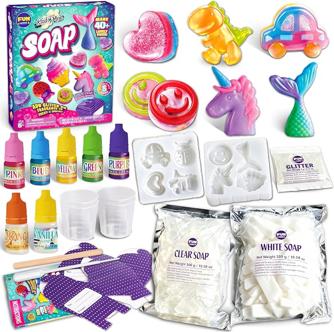 Kid Soap Kit, FunKidz Soap Making Kit for Kids for All Ages DIY Crafts Kits STEM Science Activity Gift for Girls and Boys