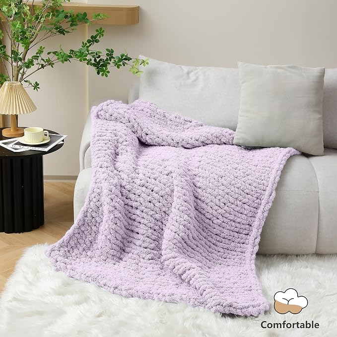 Cozyful Chunky Yarn for Hand Knitting - #10 Chunky Chenille Yarn, Jumbo Big Thick Chunky Yarns for Crocheting, Super Bulky Chunky Knit Blanket Yarns, 8 Skein (22 yds 8 oz Each Skein), Lavender Fog
