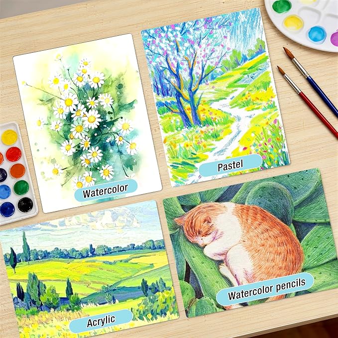 Creazic Watercolor Paper Pad 9"x12", 140lb/300gsm Cold Press Sketchbook (18 Sheets) - Glue Bound Acid-Free Heavyweight No Bleed Drawing Pad for Watercolor, Gouache, Ink & Mixed Media for Beginners