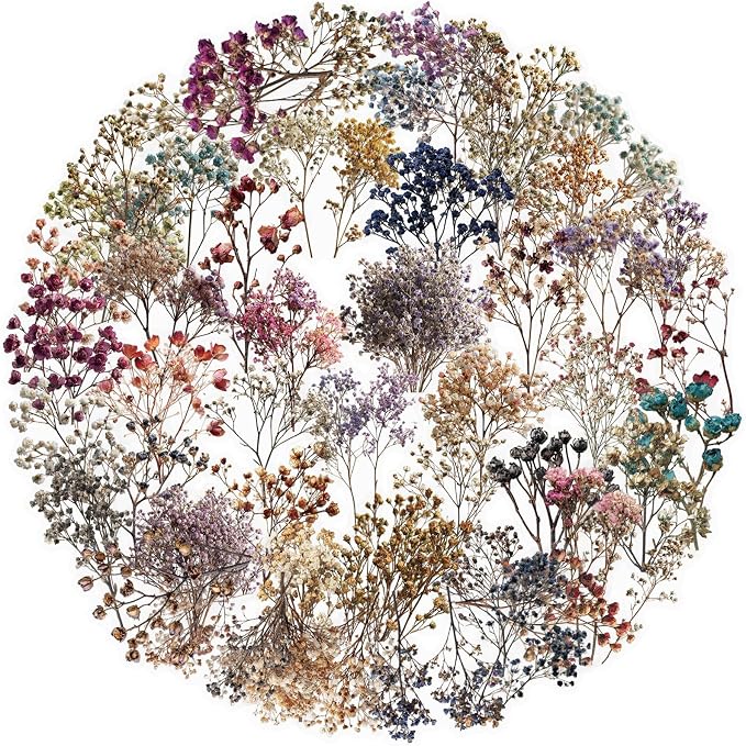 50PCS Transparent Vintage Star-Shaped Bouquet Stickers Clear Botanical Pressed Floral Stickers Pack, Aesthetic Plant Decals for Scrapbooking Journaling Laptop Water Bottle Decor(colours-F18)