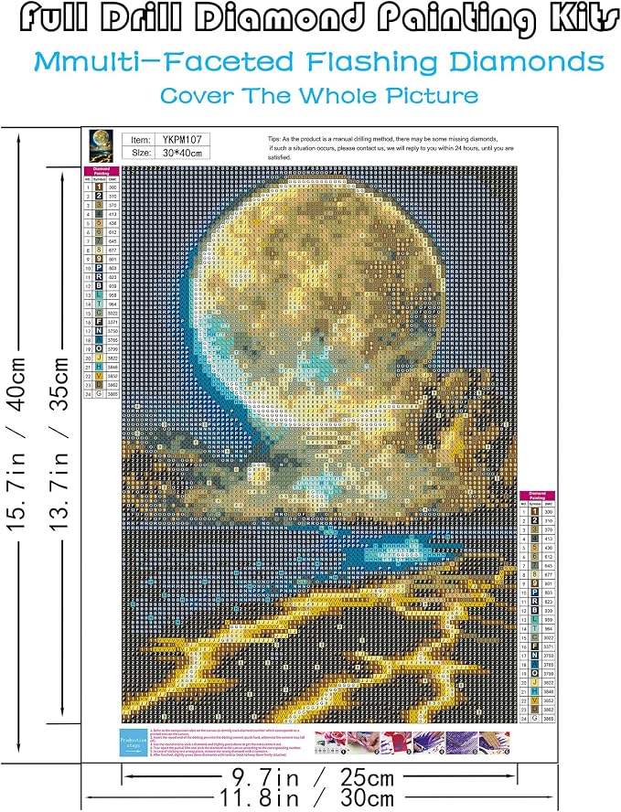 Moon Diamond Painting Kits for Adults, Beach Diamond Art Kits for Adults