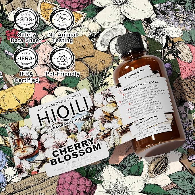 HIQILI Cherry Blossom Fragrance Oil, Floral Perfume Oil - 1 Fl Oz
