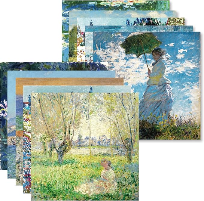 Origami Paper Kit 50 Sheets 6 Inch Square Double Sided Color 10 Vivid Colors for Hand Crafts Origami Paper Arts Creativity.Monet | 70GSM Colorful Paper,20 Different Pattern Origami Kit,DIY Hand Crafts,Arts Creativity,Easy to Fold,No-Fading.Monet