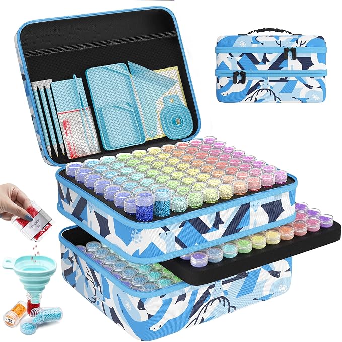 ARTDOT 240 Slots Storage Container for Diamond Art Kits for Adults,Portable Bead Storage Boxes for Diamond Painting Accessories and Tools