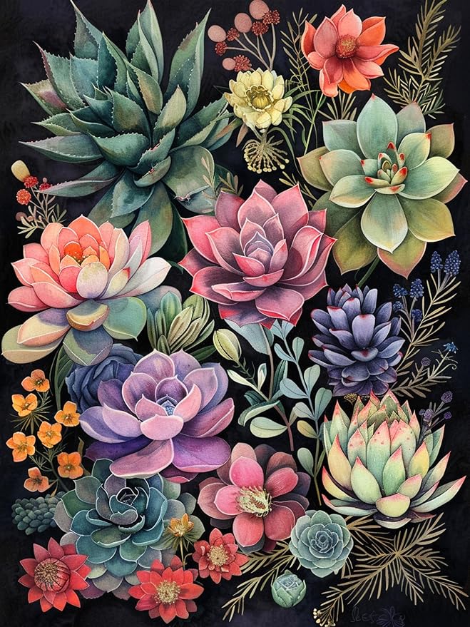 ijbnhd Succulent Diamond Art Kits for Adults Plants 12x16inch