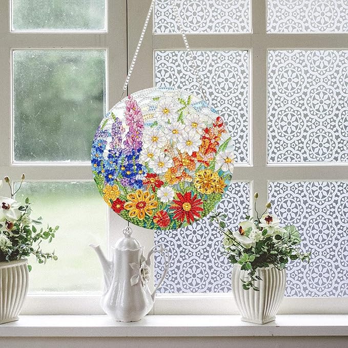 RYMILIE Hanging Diamond Art Kits for Adults Blossoms 8x8inch
