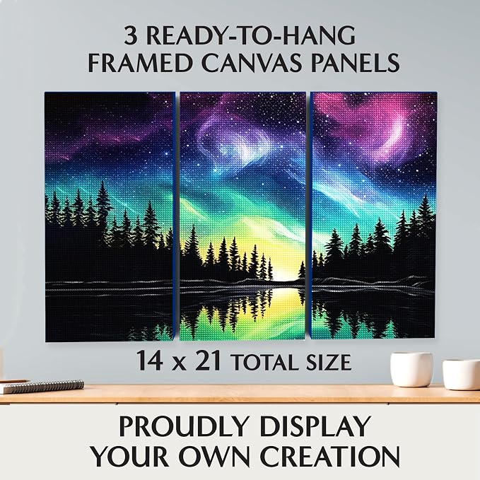 ArtSkills Diamond Painting Kit Framed Canvas Diamond Art - Northern Lights