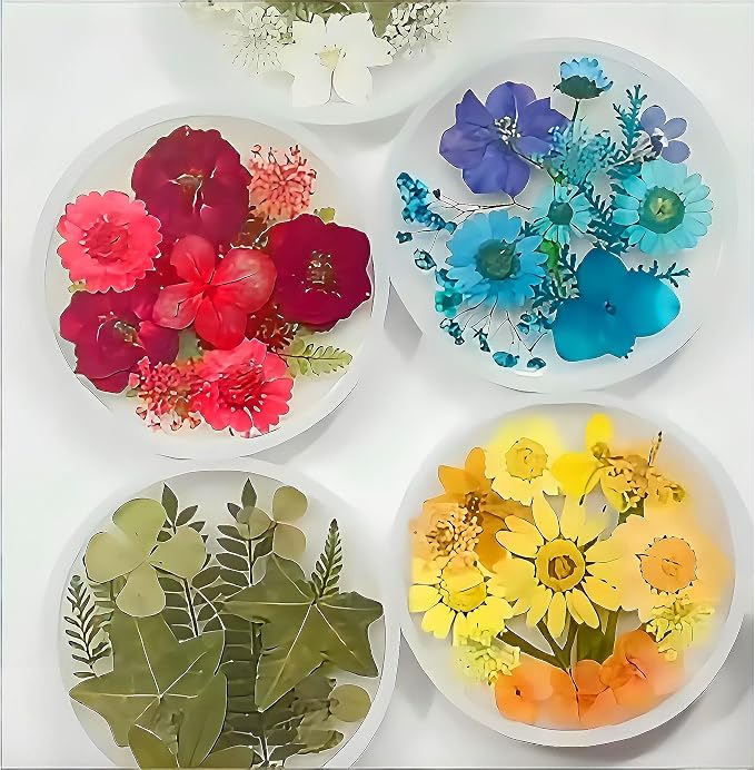 Resin Coaster Molds,Silicone Molds for Resin,12PCS with Round,Square,Octagon, Flower Coaster Molds for Epoxy Resi n,4 Shapes Silicone Molds for DIY Art,DIY Gift for Women