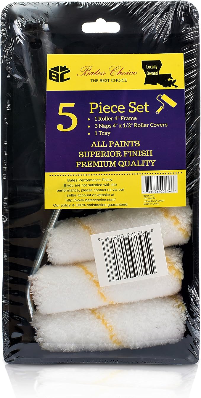 Bates Paint Tool Set - 4" Roller, Foam & Mini Rollers, Tray & Covers