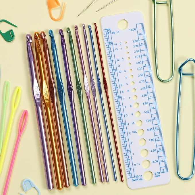 Incraftables Crochet Hooks Set with Case – 100 Pieces - Complete Crochet Kit for Beginners & Professionals – Ergonomic Crochet Hooks, Crochet Accessories, Crochet Tools & More