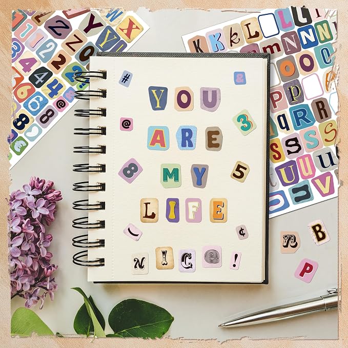 372PCS Vintage Letter Stickers,1 Inch Magazine Alphabet and Number Stickers